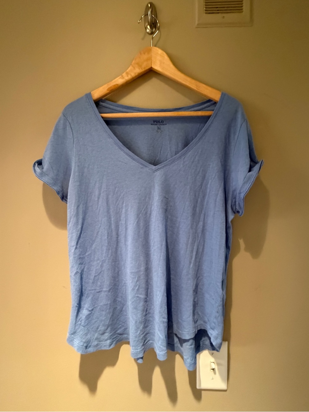 Polo by Ralph Lauren Light Blue V-Neck Women's Tee XL